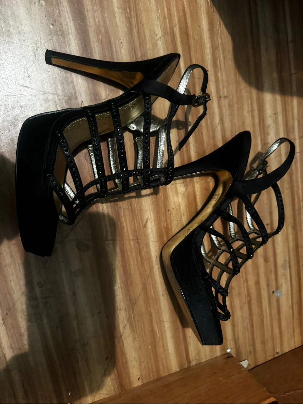Black Strappy Open-Toe Heeled Sandals for Women